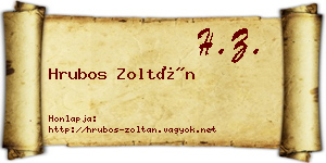 Hrubos Zoltán névjegykártya